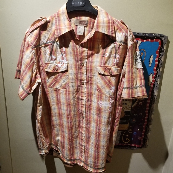 SARGENT PEPPER Rust Plaid Shirt (Size M) - Picture 6 of 13
